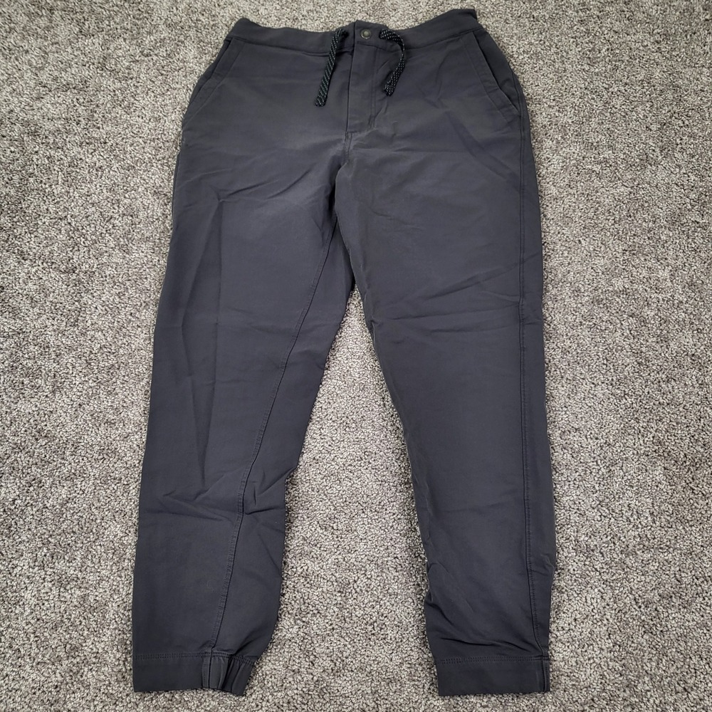 Patagonia Women Happy Hike Studio Pants Joggers Ink Black Elastic Cuff L